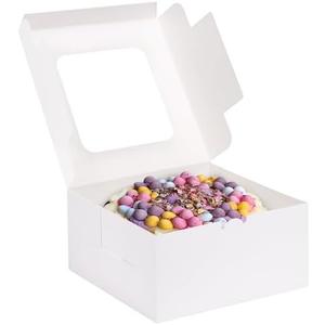 Moretoes 44pcs Cake Boxes, 20x5 Inches White Square Bakery Boxes with Window Cajas Pasteles for Cake, Mother's Day, Pastries, Chocolates, Cookies, Pie, Birthday Party, Wedding