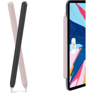 AhaStyle Silicone Case for Apple Pencil 2nd Generation & Apple Pencil Pro (2024) Sleeve Skin Ultra Thin Apple Pencil Protective Cover Compatible with Magnetic Charging and Double Tap (Black, Pink)