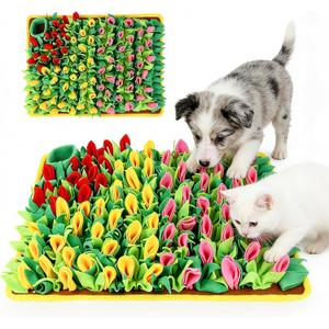 MYLIFESION Snuffle Mat for Dogs, 23.62''*15.75'' for Small & Medium, Fleece Mentally Stimulating Toys for Dogs Cats Rabbits, Helps Control Eating Speed and Train Scent Detection (Tulip Style)
