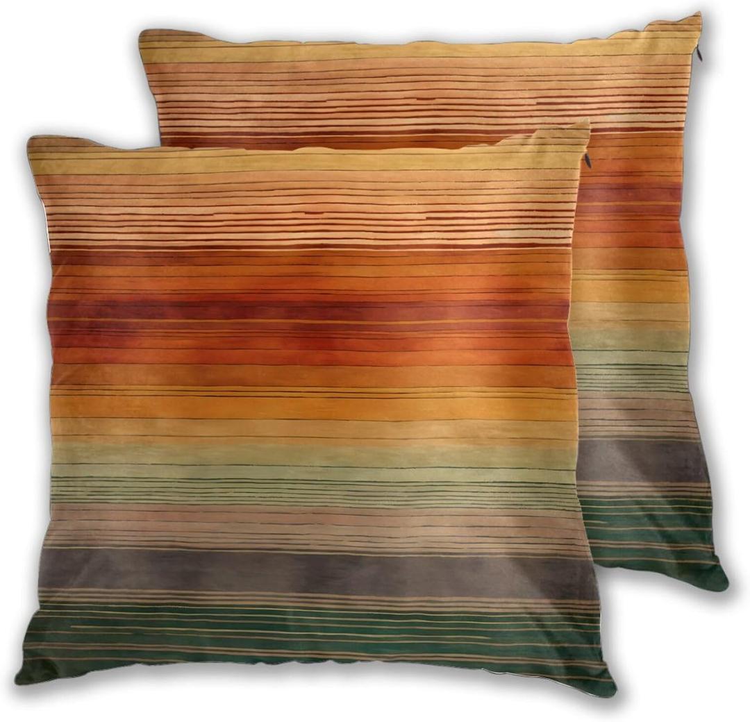 Western Geometric Throw Pillow Covers 18 X 18 Inch Set of 2 Pillow Cases Decoration Cushion Cover for Sofa Bedroom Living Room Outdoor