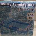 Inflatable Tanning Pool Lounger Float with Protection Tarp, 85" x 57" Pool Floats Adult with Pillow, 6 in 1 Suntan Tub Raft Floatie, Sunbathing Water Bed Lounge Blow Up Kids Ball Pit Party Gifts-Blue, X-Large