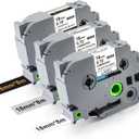 18mm Ptouch Tape Tze-241 344 941 Replacement for Brother Label Maker Tape 18mm 0.7 Laminated White/Black/Silver, TZe 18 mm Compatible with Brother Ptouch PT-D400 PT-D410 PT-D460BT PT-P710BT