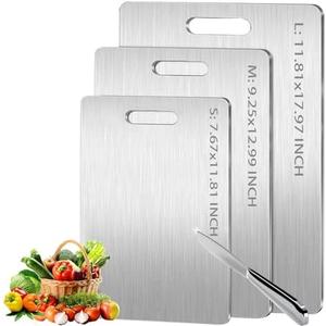 Titanium Cutting Board Set of 3,100% Pure Titanium Cutting Boards for Kitchen Double Sided,Hygiene Durable Dishwasher124