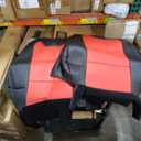Iggee 2010-2015 Chevy Camaro Black/Red Artificial Leather Custom fit Front seat Cover