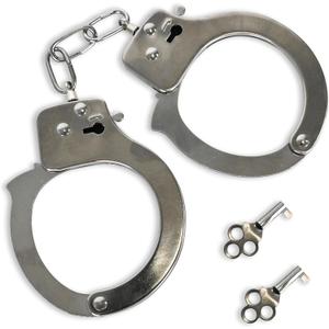 Deluxe Toy Cuffs with Key, Handcuffs Role Play Toys, Cowboy Sheriff Police Costume for Kids, Two Keys with Safety Release