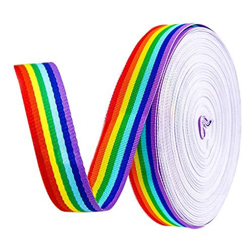 2 Pack Teemico 55 Yards Rainbow Grosgrain Ribbons Double Face Rainbow Stripes for Gift Wrapping Party Decor Jewelry Making DIY Handmade Crafts (1.5cm Wide)