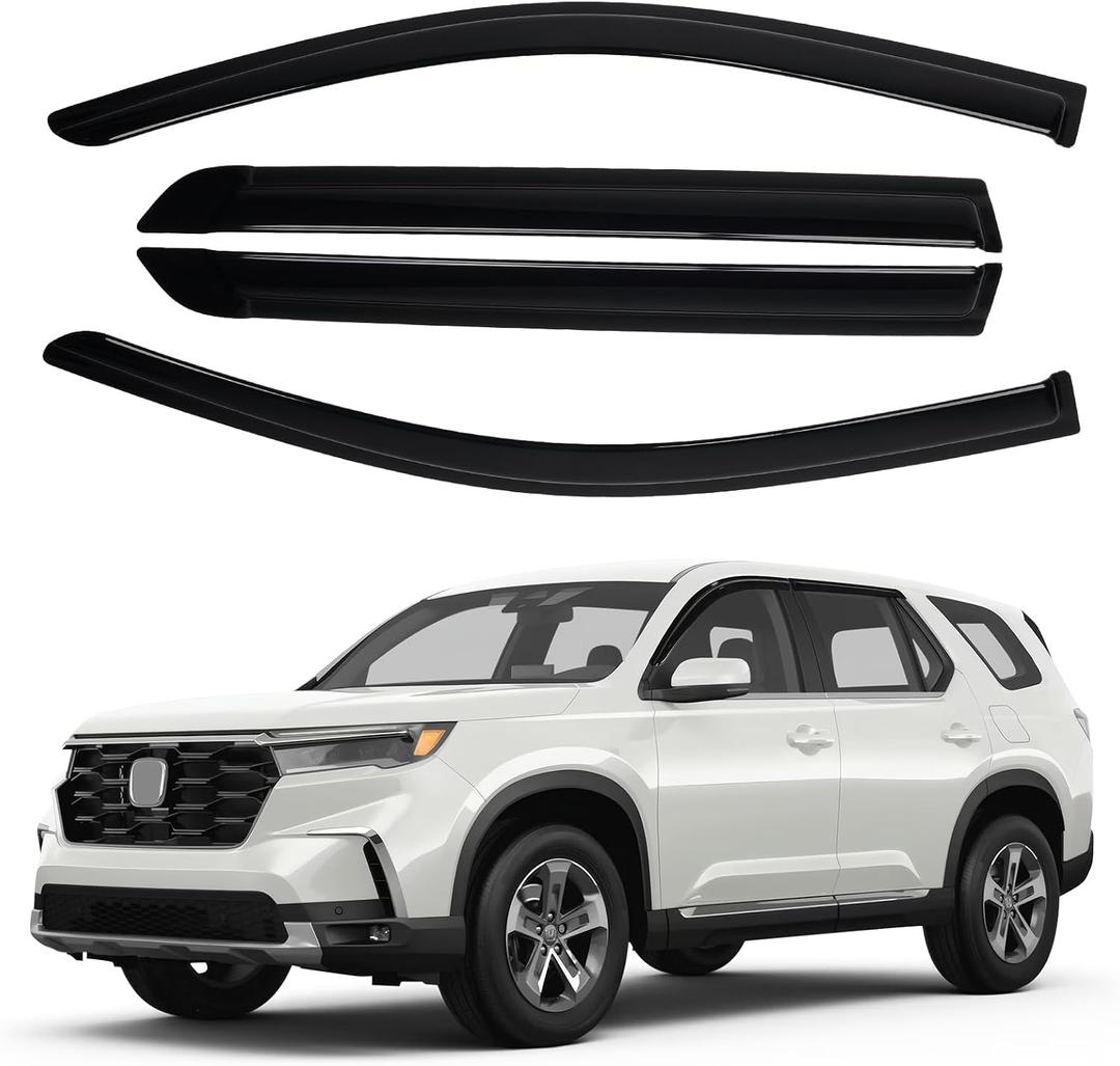 Canvcle Window Visors Rain Guards for 2023-2025 2026 Honda Pilot LX Sport EX-L TrailSport Touring Elite Accessories, Outside-Mount Tape-On Side Window Wind Deflectors Vent Visors Shades Rainproof 4PCS