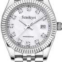Szaikyri Classic Watch for Women with Solid Stainless Steel Band and Calendar Water Resistant