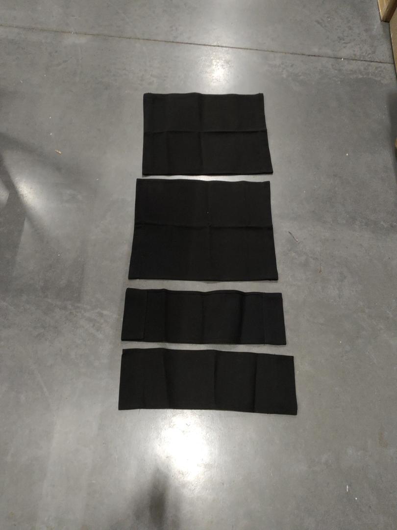 4 black square sheets, cotton, Sizes: 15x18 inches, 6.4x20 inches