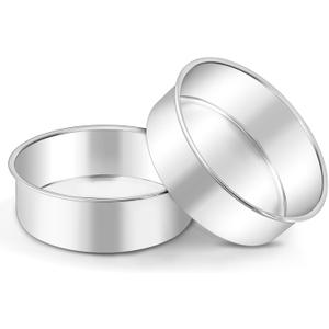 LIANYU Round Cake Pans Set of 2, 6 Inch Round Layer Cake Tins for Baking, Stainless Steel Round Baking Pan, Bakeware for Oven & Dishwasher, Non Toxic & Heavy Duty
