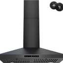 FIREGAS Black Range Hood 30 inch, 450 CFM Wall Mount Range Hood with Ducted/Ductless Convertible, Gesture Sensing Control & Touch Control Kitchen Hood Vent, Baffle Filters, Charcoal Filters