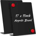 Fainne 2 Pcs Magnetic Bulletin Board with Easel Stand Mini Magnet Metal Tabletop Memo Display Board for Back to School Menu Table Office Supplies (Black,17 x 11 Inches)