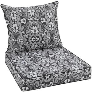 Favoyard Outdoor Seat Cushion 22 x 22 x 3 in Waterproof Pattern Fade Resistant Cover Removable Patio Furniture Cushions Deep Seat & Back Cushion Set with Adjustable Straps for Patio Chair Sofa Couch