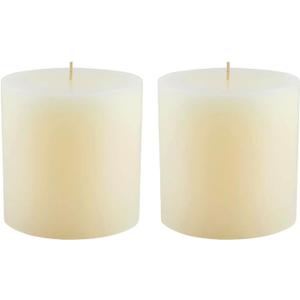 Mister Candle Non Scented Pillar Candle, Unscented 4 x 4 Inch Candles (Set of 2) Hand Poured Ivory Unscented Candles for Home Decor, Premium Wax, Smokeless & Dripless, 80 Hour Burn Time