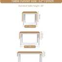 Cotton Macrame Table Runner, 108 x 14 Inches, Beige and White, Bohemian Style with Tassels