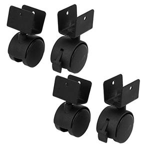 Uxcell 1.6" Dia Wheel 1" U-Clamp Top Rotatable Universal U Bracket Swivel Brake Caster Black 4pcs