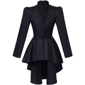 Saniplaycos Women's Steampunk Victorian Jacket Coat Medieval Vintage Gothic Tailcoat Long Sleeve Tuxedo Shirt (XX-Large, Black)