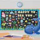 97 PCS Happy to Sea You Ocean Fish Bulletin Board Set Under The Sea Classroom Decorations Tropical Fish Cutouts Trim Strips for Summer Theme Party, Kids School Decor Ocean Themed Party Supplies