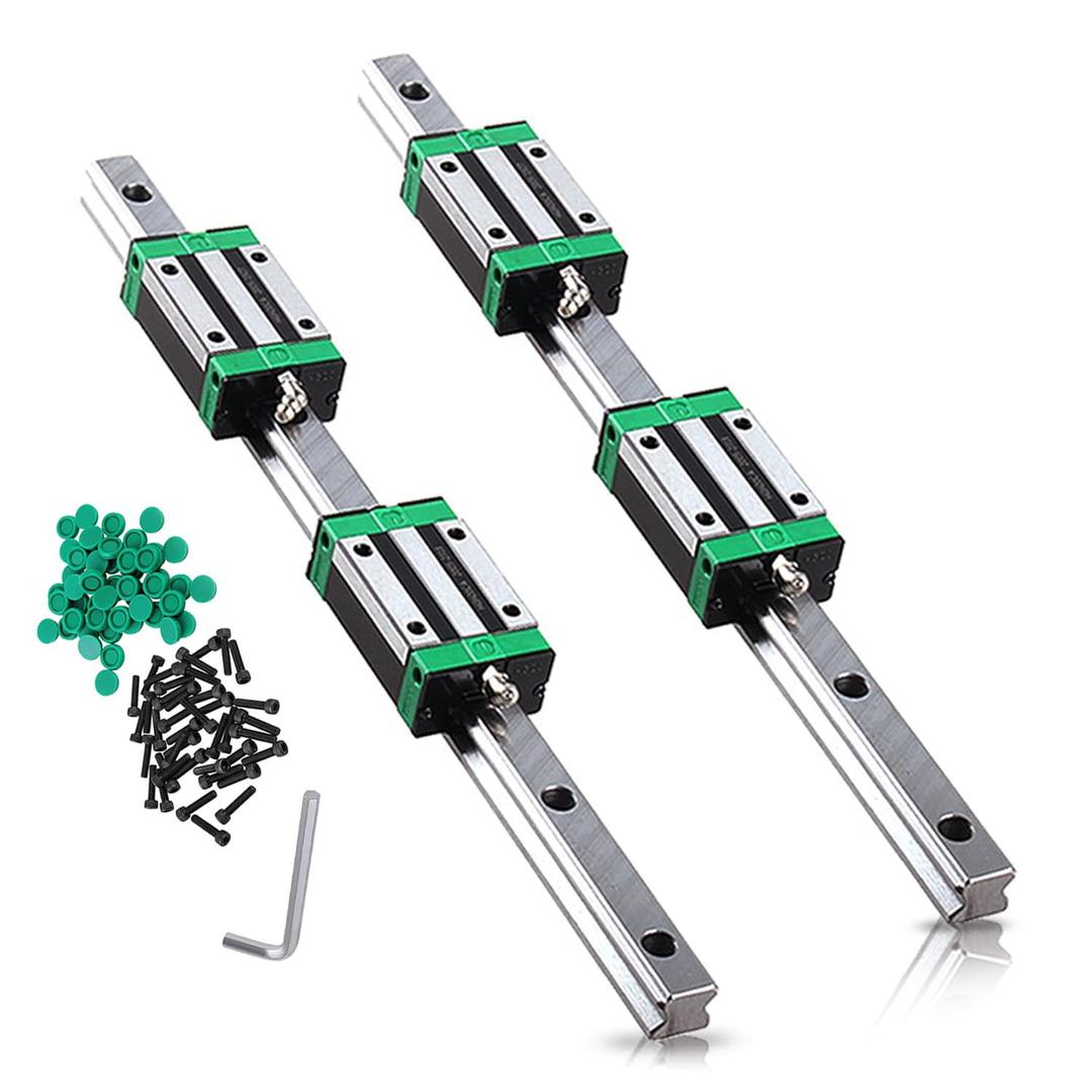 HGR20 Linear Guide Rail kit 2Pcs HGR20 600mm Linear Slide Rails and 4Pcs HGH20CA Linear Blocks Bearing Block, Anti Rust and High Precision CNC Parts for Automated Printer