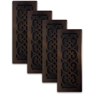 Decor Grates (4-Pack) SPH412-RB Scroll Design Floor Register, 4x12 Inches, Rubbed Bronze Finish