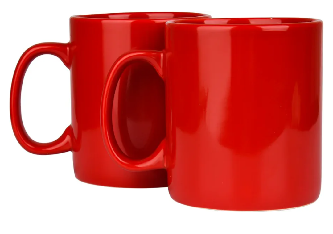 30oz Super Large Ceramic Coffee Mugs Large Handles Set of 2 (Red)