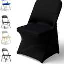 100 PCS Spandex Folding Chair Covers, Stretch Dining Chair Cover Universal Fit Slipcovers for Wedding, Party, Banquet, Event, Celebration Flat-Front Chairs (Black)