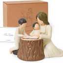 Lnrkai Mother and Son Figurines, Son Gifts from Mom, Boy Mom Gifts for Mothers Day Anniversary Birthday Christmas, Sculpted Hand-Painted Precious Motherhood Moments