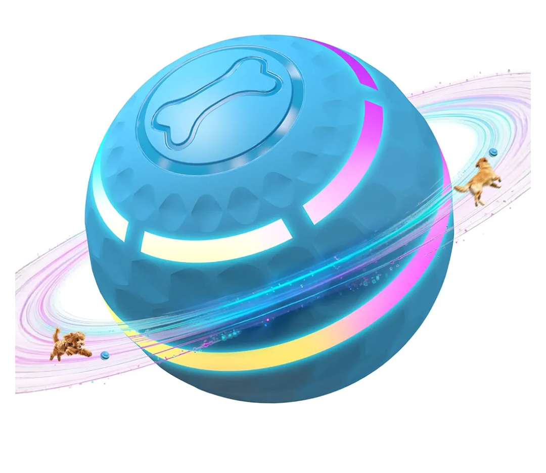 Interactive Dog Toys: Automatic Moving Dog Balls with LED Lights, Puppy Toy to Keep Them Busy, Duraspin Dog Ball for Small,Medium,Large Dogs, Dog Toys for Aggressive Chewers,Rechargeable(Blue)