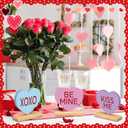 Yousoontic 6 Pcs Valentines Day Heart Wood Sign Love Heart Candy Tabletop Centerpiece Colorful Conversation Hearts Wooden Block Table Decorations for Wedding Party Office Tiered Tray Home Shelf Gift