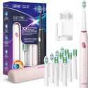 SEAGO Electric Toothbrush with 10 Brush Heads,Travel Toothbrush with Travel Case, Electric Tooth Brush with Smart Timer for Adults, Boys, and Girls,SG-2316(Pink)