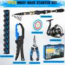 PLUSINNO Fishing Gear,Full Fishing Pole kit Include Fishing Rod and Reel Combo, Tackle Box with Fishing Lures, Fishing Accessories, Fishing Pliers,Fishing Gifts for Men with Fishing Tool Kit