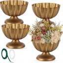 4 Pcs Metal Compote Bowl for Centerpiece Flower Holder 9 Inch Compote Vase Indoor Outdoor Flowers Fruits Plant for Christmas Wedding Home Party Decoration (Gold Bronze)
