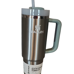 Stanley Quencher H2.0 Silver and Mint Tumbler with Straw, 30oz.