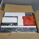 TV Stand with LED Lights, Entertainment Center with Open Shelves and Fabric Drawer, Media Console for 55 Inch TV, Television Stands for Living Room, Bedroom, Black (46.1 Inches)