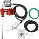 20GPM 12V DC Fuel Transfer Pump Gasoline Pump with Nozzle Kit for Gas Diesel Kerosene Red with Flow Meter