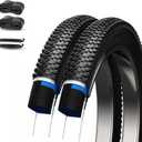 Mountain Bike Tires 26x1.95 Inch 2-Pack - Puncture-Resistant & Wear-Resistant Foldable Hybrid Tires with 2 Inner Tubes & Levers, Aggressive Tread for Trail, Commuter, Off-Road (26x1.95-30TPI)