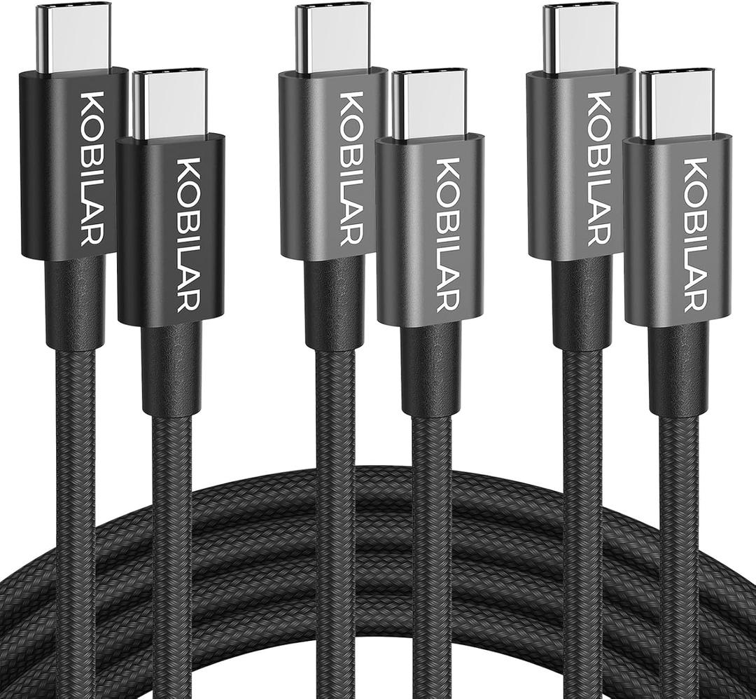 USB C to USB C Cable, 100W 5A Super Fast Charging, PD 3.0, Type C to Type C, 3-Pack (5ft, 6.6ft, 6.6ft), for iPhone 15/15 Pro/15 Pro Max, iPad Pro