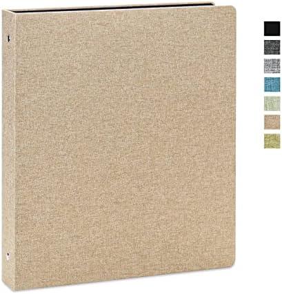 Vienrose Binder 1 Inch Round Rings with Linen Fabric Cover, Fits 8.5 x 11 Inch Paper, Durable Organizer for School, Office, Home, Recipes, Khaki