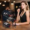 Small Wine Racks Countertop. Stylish Wine Holder Countertop with Modern Arched 6-Bottle Metal Wine Rack Design.Wood Handle.Effortless Assembly, Perfect for Cabinet,Bar &Kitchen (Black)
