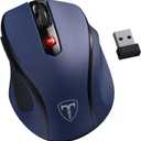 HOTWEEMS Wireless Mouse, D-09 Computer Mouse USB Cordless Mice for Laptop, Ergo Grips, Lightspeed 5-Level 2400 DPI, 16 Months Battery, Portable for PC Mac Chromebook (Sapphire Blue, 1 Pack)