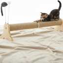 30 Inch Winter Horizontal Cute Cat Scratching Post Sisal Wooden Scratchers for Indoor Cats with 2 Interactive Cat Toys Wall Furniture Protector Kitten Enrichment Toy(Round)