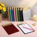 10 Pcs Mini Glitter Clipboards 4 x 6 Inch Small Cute Acrylic Clip Boards Bling Pocket Clipboard with Gold Clip Colorful Notepads Memo Clipboard for Office Supplies Women Girl