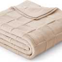Whale Flotilla Knit Checkered Throw Blanket for Couch, Soft Fuzzy Decorative Knitted Blankets for Sofa Bed, Lightweight Cozy Warm Throws for Spring Summer, 50x60 Inch, Camel