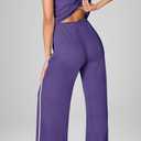 SENSERISE Womens Summer Jumpsuits Dressy Casual Sleeveless Mock Neck Top Wide Leg Pants Romper with Pockets (Purple, L)
