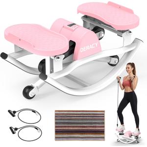 DERACY Upgraded 3D Rocking Stepper, Low-Impact Steppers for Exercise at Home, Stepper Side to Side with 2 Detachable Resistance Bands & Non-Slip Mat