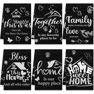Breling Set of 6 Kitchen Towels Modern Minimalist Dish Towel Black Bathroom Decorative Farmhouse Cloths for Kitchen Bathroom Home Cooking Housewarming Gifts, 14 x 21 Inch