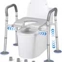 FSA/HSA Eligible Width & Height Adjustable Raised Toilet Seat with Handles, Toilet Seat Risers for Seniors, Toilet Riser with Handles, Elevated Toilet Seat with Handles (Without Bucket)