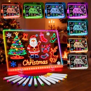 Led Drawing Board, 12"x 8" LED Note Board with 8 Colors 4 Modes