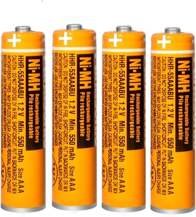 4 Pack NI-MH Rechargeable AAA Batteries 1.2V 550mAh HHR-55AAABU AAA Battery for Panasonic Cordless Phones