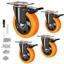 3 Inch Caster Wheels, Casters Set of 4, Heavy Duty Casters with Brake 1000 Lbs, Locking Industrial Swivel Top Plate Casters Wheels for Furniture and Workbench Cart (Two Hardware Kits Include)